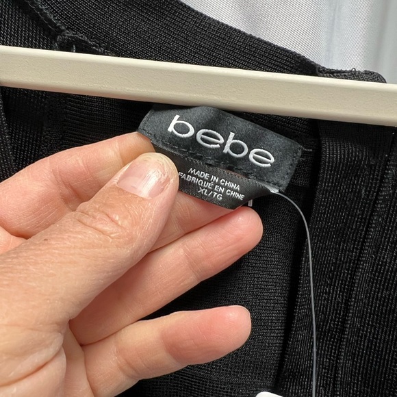 Bebe Bandage Dress v-neck Empire Waist Sleeveless Solid Black Womens Size XL - Picture 9 of 11